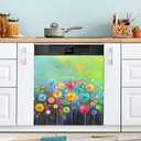 JIPONI Dishwasher Magnetic Cover Abstract Colorful Flowers Dishwasher Magnetic Kitchen Art Decor, Dishwasher Magnetic Sticker 23 W x 26 H Inch