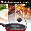 11 inch Tempered Glass Lid for Pots, Frying Pans and Skillets, Replacement Cover with Heat Resistant Black Knob Handle, Dishwasher Safe