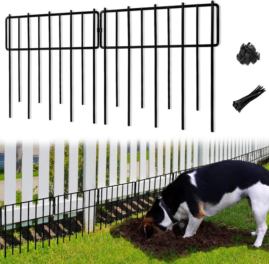 Animal Barrier Fence, 10 Pcs Upgrade 1.26 in Gap Decorative Fences No Dig Fence for Rabbits and Dog Ground Defense, Rustproof Metal Wire Garden Fence Border for Garden & Patio Landscaping (10 Panel, 10.83 Ft)