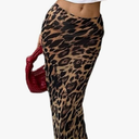 Leopard Print Maxi Skirt Floor Length Skirt Cute Satin Y2k Maxi Summer Skirts Long Skirts for Women Trendy, Size L