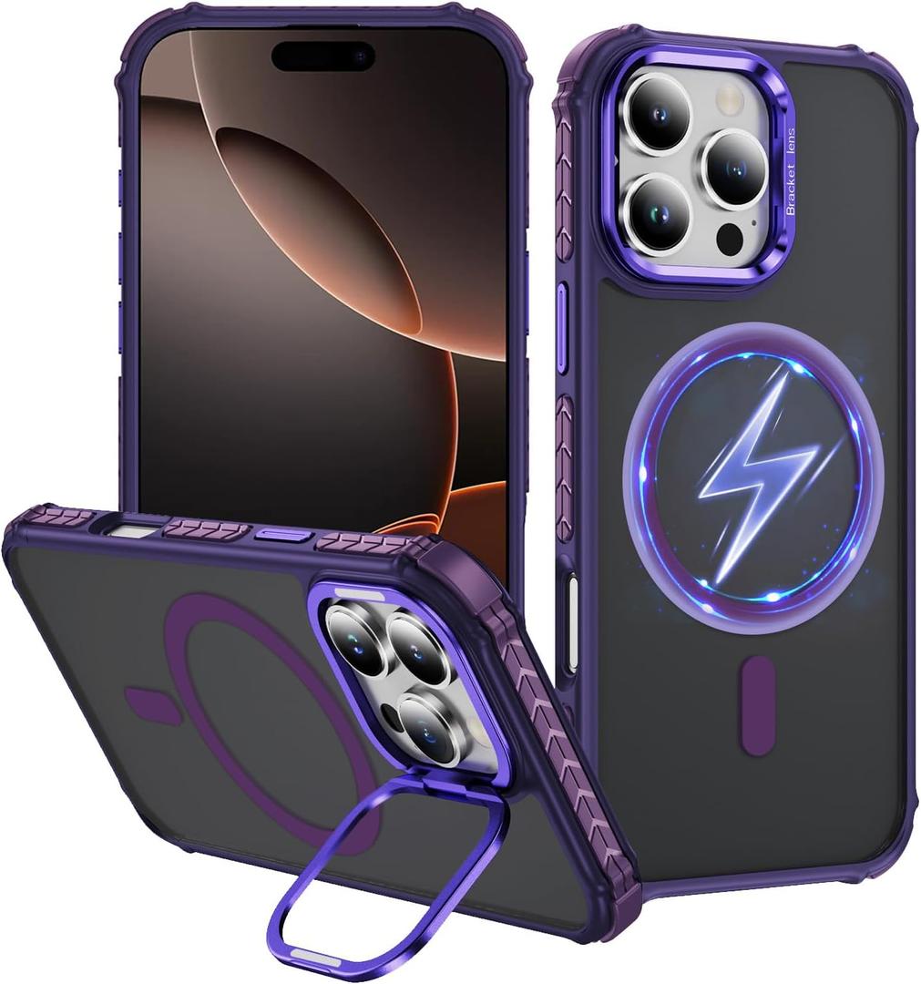 ADDIT Compatible with iPhone 16 Pro Max Case Compatible with MagSafe Military-Grade 10FT Drop Resistant Matte Skin Feeling Back Cover Case for iPhone 16 Pro Max (Purple)