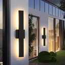 23.6inch Long Outdoor Modern LED Wall Light,24W Waterproof IP65 Warm White Led Wall Mount Lighting Fixture Black Outdoor Wall Sconces Outside Lights for House Garage Front Door Patio 2 Pack