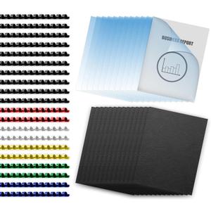 HOUYEE Binding Covers and Combs Set, 8.5x11 Inches, Including 50 Pcs Leather Texture Paper Binding Covers, 50 Pcs 8 Mil Clear PVC Sheets and 20 Pcs Assorted Combs