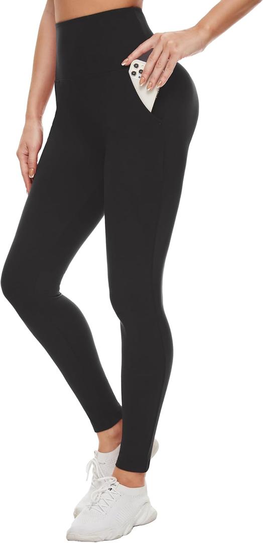Hi Clasmix 3 Pack Leggings for Women-High Wasited Tummy Control Yoga Pants Clothing for Workout Athletic Lounge (Small-Medium, 1ac-1 Pack Black With Pockets)