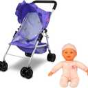 Baby Doll Collection Anivia Doll Stroller Heart Design Gifts for Toddlers and Girls Foldable Doll Stroller (Purple)