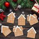 12 Pcs Christmas Gingerbread House Ornaments 3.5 Inch Clay Christmas Tree Cookie Decorations for Xmas Hanging Tree Decoration with Strings Home Decor Ornaments House Shaped