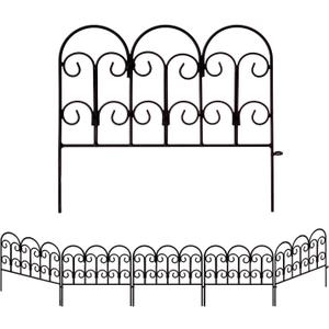Garden Edging Border Decorative Fences Panel 18" W x 16" H 5 Pack for Flower Bed Edging Rustproof Dog Animal Barrier Fencing for Yard Metal Black