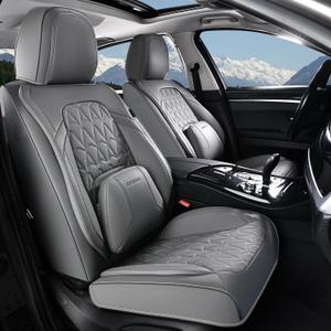 Coverado Seat Covers, Car Front Seat Covers with Backrest, Nappa Leather Car Seat Protectors,Waterproof &Breathable,Anti-Slip Automotive Seat Cushion, Universal Fit for Most Vehicles