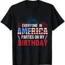 4th of July Birthday Gifts Funny Bday Born on 4th of July T-Shirt, L