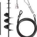 Heavy Duty Dog Tie-Out Cable and Stake for Yard Camping, with 30ft Heavy Duty Cable with Spring, for Small Medium Large Dogs up to 210 lbs, 360Swivel Dog Run- No Tangle, Spiral Dog Stake