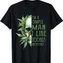 I'm A Simple Man I Like Doobies And Boobies Skull Weed T-Shirt, XL