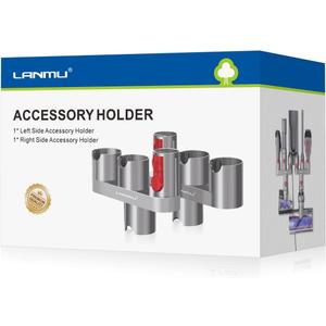 LANMU Accessory Holder Compatible with Dyson V15 V11 V10 V8 V7 Outsize Gen5 Cordless Stick Vacuum Cleaner, Drill Free Docking Station Attachments Organizer, Fit Accessories and Parts Storage