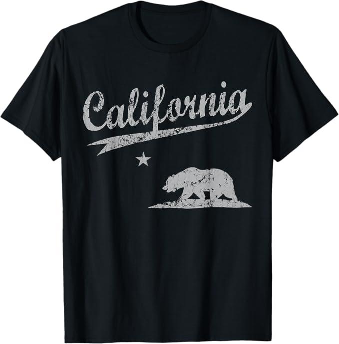 California Republic Flag Vintage Distressed Men Women Kids T-Shirt Medium 