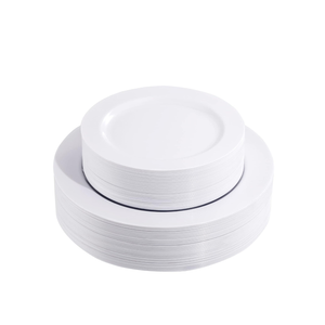FLOWERCAT 60PCS White Plastic Plates - Heavy Duty White Disposable Plates for Birthday Party/Wedding -serve for 30 guests Include 30PCS 10.25" Dinner Plates & 30PCS 7.5" Dessert Plates for Party