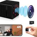 Spy Camera WiFi or No WiFi Optional, 4K Mini Security Camera with 32GB Memory Card, Indoor Cameras for Home Security, 160 Wide-Angle, Night Vision, Motion Detection, for Indoor Outdoor(Deep Black)