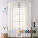 Aiyufeng Ivory Curtains 108 inches Extra Long 2 Panels Set, Rod Pocket Elegant Privacy Sheer Vertical Drapes for Farmhouse/French Door/Living Room, W40 x L108