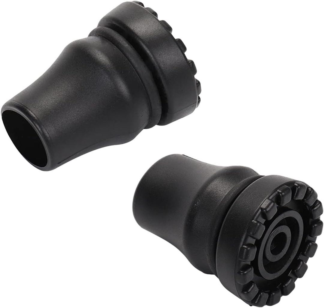 2-Pack Rubber Cane Tips 3/4 Inch 5/8 Inch 7/8 Inch Heavy Duty Walking Cane Tips, Black Sturdy Replacement Cane Tip for Seniors Walking Stick, Safety Cane Crutch Accessories