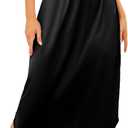Vlazom Women's Satin Half Slip Under Slip Long Underskirt Half Slips for Under Dresses Slip Side Slit Size S-XXL (Medium, Black)