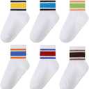 6 Pairs Toddler Grip Socks with Stripe Heart Age 1-5 Years | Soft combed cotton, Stretchy Cuff, Seamless Socks for Boys Girls Back to School