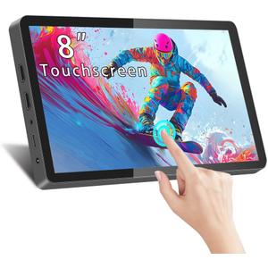 Jhcztrk Touchscreen Small Mini Monitor 8inch 800X480 with Built-in Speakers and Tripod Touch Portable Monitor HDMI Monitor for PC Laptop Compatible with Raspberry Pi