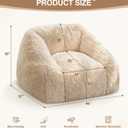 Hobestluk Bean Bag Chair Plush Accent Chair Armrest Living Room Adult Beige