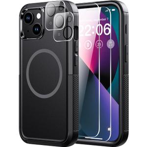 Diverbox for iPhone 13 Case [Compatible with MagSafe] [with Screen Protector ] [Shockproof] [Dropproof] Heavy Duty Protection Phone Case for Apple i Phone 13 (Black)