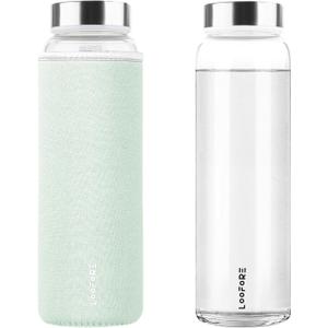 Glass Water Bottle 32 oz with Wide Mouth and Neoprene Sleeve | Glass Drinking Bottle 1000ml, Reusable Bpa Free, Leakproof, High Borosilicate, Water Bottle for Gym, Sports & Workout, 1 Pack