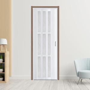CCBOYSHARDWARE 30X80inAccordion Door with Frosted Acrylic Panels, Privacy PVC Folding Door with Lock & Handle, Double Magnetic Bifold Door for Closet, Pantry& Room Divider,Easy to Clean,Trimmable (White)