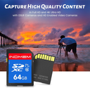 INDMEM SD Card 64GB 1Pack, Class 10 64GB High Speed up to 90M/S Full HD Video Flash Memory Card MLC Standard Secure Digital Cards Camera Cards