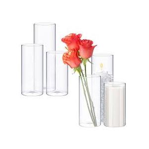 Didaey 5 Pcs Glass Cylinder Vases for Centerpieces 5,6,8,10 Inch Tall Clear Flowers Vase Hurricane Floating Candles Holders Bulk for Table Centerpieces Wedding Home Decor (2.5'' X 5'',6'',8'')
