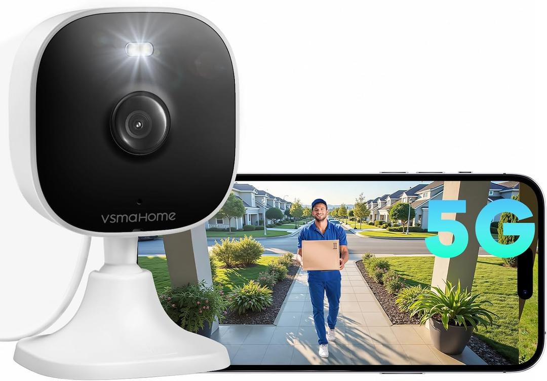 4MP Cameras for Home Security with Audio and Video, Outdoor Security Camera Indoor, 2.4g/5g Cameras for House/Pet/Baby, Plug and Play, Support 128G Card Storage (Not Included), Wired