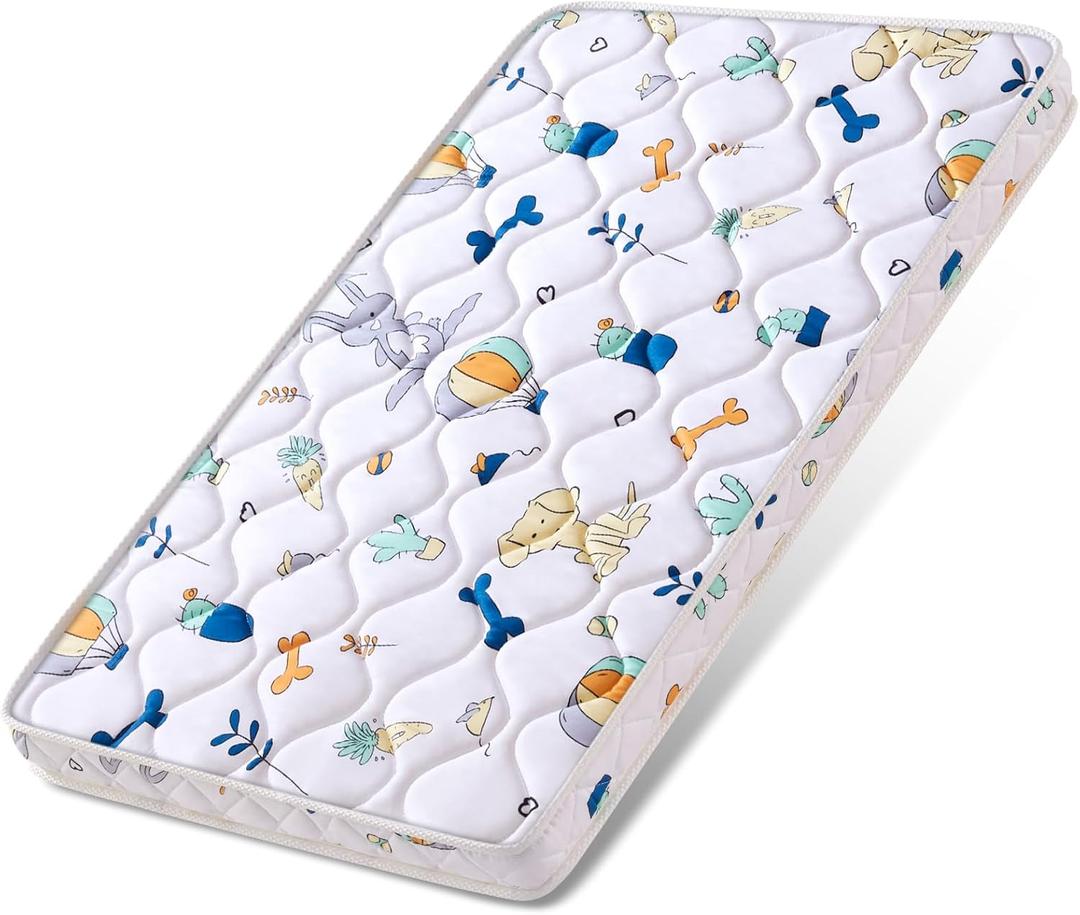 Baby Bassinet Mattress 32x 18 inches- Firm Support and Comfort Premium Foam,Noiseless and Odorless,Hypoallergenic Small Crib Mattress, Fits Moses Basket, Dual Sided with Soft Breathable Fabric (Cartoon)