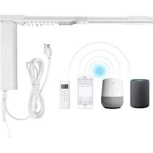 Smart Curtain System, Heavy Duty Electric Curtain Rod, WiFi Control, Compatible with Alexa, Google Home, Adjustable Length (20 ft rod)