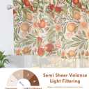 DriftAway Orange Harvest Linen Valances for Windows Light Filtering Floral Kitchen Valance Autumn Fall Printed Vintage Privacy Topper 3 inch Rod Pocket 52 Inch by 18 Inch Orange Coral Gold