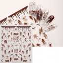 4 x Nail Art Stickers, Self-Adhesive Nail Decals, for Nail Designs and Decorations, 5 Sheets