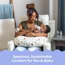 Boppy Nursing Pillow - Firm, Ergonomic U-Shaped Bottle and Breastfeeding Pillow with High Lift for Comfort and Support, Spacious Surface - Neutral Plants and Animals