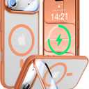 VOFATA [Upgraded Full Camera Protection] for iPhone Air Case with Camera Cover Stand [Fit for MagSafe][10FT Mil-Grade Protection] Translucent Magnetic Phone Cover for iPhone 17 Air Case, Orange