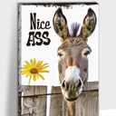 Funny Donkey Sunflower Nice Ass Wall Art, Nice Ass Quote Funny Donkey Canvas Paintings, Farmhouse Sunflower And Donkey Wall Picture, Nice Ass Donkey Animal Quotes for Bathroom Toilet 12x18 inch