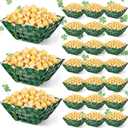 Marspark 24 Pcs St. Patricks Day Popcorn Boxes Paper St. Patrick's Food Trays Green Shamrock Snack Serving Trays Decorations Irish Disposable Paper Platters for Cookie Holiday Party Supplies Family