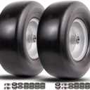 13x5.00-6 Flat Free Tire and Wheel,Front Zero-Turn Smooth Tire Assembly Replacement for Riding Lawn Mower Garden Tractor,with 3/4" & 5/8" Precision bearings,3.25"- 5.9" Center Hub (2 Pack)