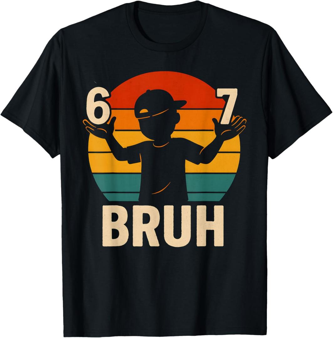 67 Bruh Retro Boy 6 7 Meme Kids Kindergarten Teen Funny 6-7 T-Shirt, Size M