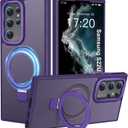 Compatible with Samsung Galaxy S22 Ultra Case with Magnetic Ring Stand, Military Drop Protection, Anti-Scratch/Anti-Fingerprint Translucent Matte Case for Samsung S22 Ultra (Purple)