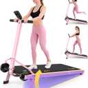 Manual Walking Pad Treadmill with Incline 20%, Foldable Treadmill with Handle Bar, 500lbs Capacity, Non-Electric Fixed Incline, Non-Slip, Digital Monitor,Durable Compact Build for Home/Gym/Outside (PINK)