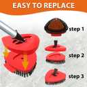 2 x 2 Pack Upgraded Spin Mop Replace Scrub Brush Compatible with O Cedar EasyWring 1 Tank, Great for Kitchen, Deck, Bathroom and Shower Floor Scrubber Head