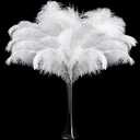 Retrowavy 50 Pcs 14-16 Inches Large Natural Ostrich Feathers Bulk for Centerpieces for Wedding Party Centerpieces Home Decoration Flower Arrangement (White)