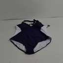 BMJL Women's One Piece Swimsuit Slimming Tummy Control Bathing Suit Deep V Neck Color Block Lace Up Back Swimwear (XX-Large, Dark Blue)