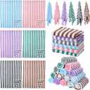 Moukeren 30 Packs Oversized Beach Towels Bulk Absorbent Quick Drying Towel Large Soft Pool Towels Microfiber Travel Towel for Women Men Hotel Spa Hot Tub and Bath (59 x 28 Inch,Stripe)