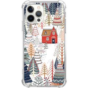 Aesthetic Christmas Village Trees and House Case for iPhone 14 Pro, Winter Silvan Snow Ground Cover for Girls Boys Women Men,Trendy TPU Bumper Cover Case for iPhone 14 Pro