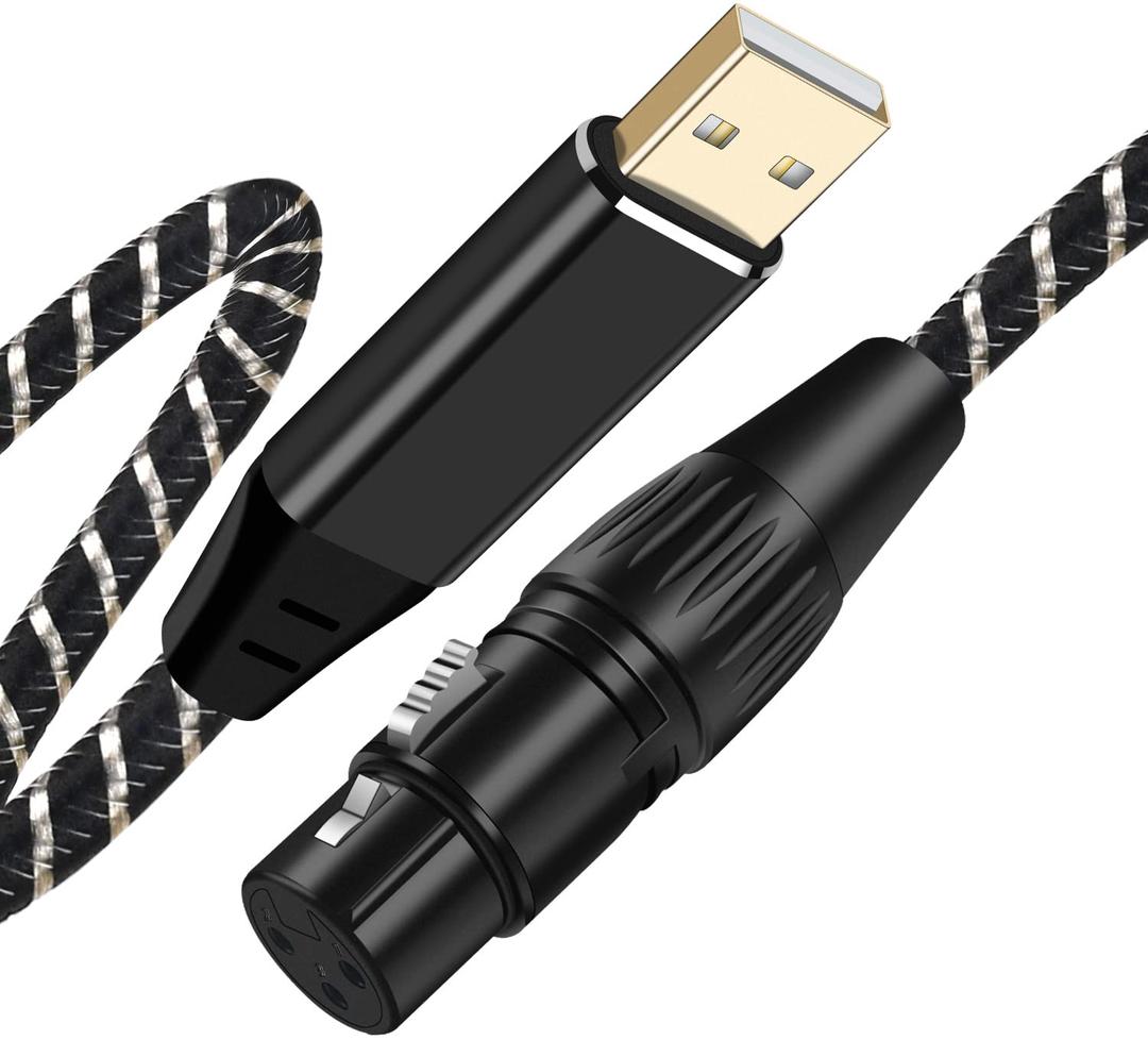 USB Microphone Cable,XLR to US-B Cable 6.6Ft,XL-R Female to USB A Mic Link Converter Cable for Microphones or Recording Karaoke Sing (6.6Feet)
