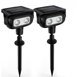 Solar Lights Outdoor, Motion Sensor Outdoor Solar Spotlights Waterproof, Outside Wall Lights, Outdoor Lights Solar Powered for Garden/Patio/Yard/Lawn/Backyard, Warm Yellow Light, 2 Packs (Black)